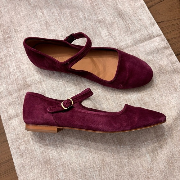 Caron Callahan Ellie Mary Jane Suede Ballet Flats‎ Mulberry Burgundy Size 40.5 - Picture 4 of 11